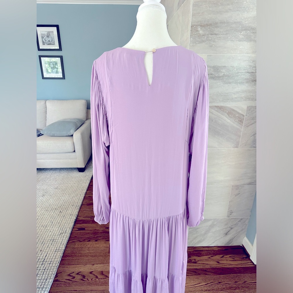 Anthropologie brand Dolan Long-Sleeve Tiered Maxi Dress, Lilac, Size Small - Picture 6 of 14